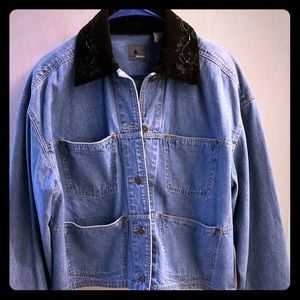 2 for 1 look, 90s jean jacket w/ velvet collar